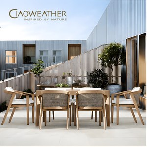 Set Tavolo e Sedie da Pranzo <span class=keywords><strong>per</strong></span> Esterni <span class=keywords><strong>in</strong></span> Teak Moderno Personalizzabile, <span class=keywords><strong>Mobili</strong></span> da Patio <span class=keywords><strong>in</strong></span> <span class=keywords><strong>Legno</strong></span> Massello <span class=keywords><strong>per</strong></span> Villa, Hotel, Cortile, Terrazza, Giardino - Product Image 1