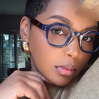 Monture de lunettes tendance anti-lumière bleue pour femme, style européen et américain, petite monture carrée à points de riz, color-block, pleine monture, unie