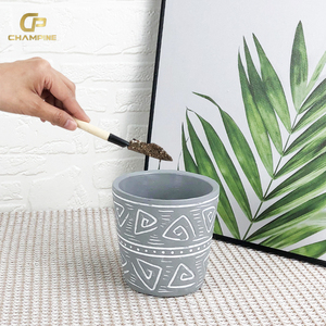 Ventes en gros de jardinières en béton à motif géométrique en relief, pots à fleurs en ciment pour la maison et le jardin, macetas succulentas al por mayor - Product Image 2