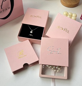 Cao cấp handmade giấy Hộp Quà Tặng biểu tượng tùy chỉnh Pull-out trang sức PE phim bao bì xách tay Vòng Vòng cổ lưu trữ hiển thị các tông - Product Image 5