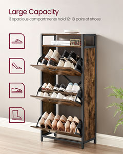<span class=keywords><strong>VASAGLE</strong></span> Porte-chaussures autoportante à 3 volets Porte d'entrée Armoire à chaussures de ferme en bois cachée - Product Image 3