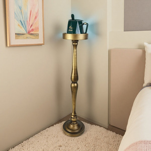 <b>Rustic</b> Iron Pedestal <b>Side</b> <b>Table</b> Antique Finish Stable Console <b>Table</b> for Living Room Home Decor - Product Image 2