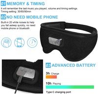 Bandeau 3D Bluetooth 5.0 écouteurs de sommeil sans fil artefact respirant musique masque pour les yeux écouteurs pour dormir sur le côté