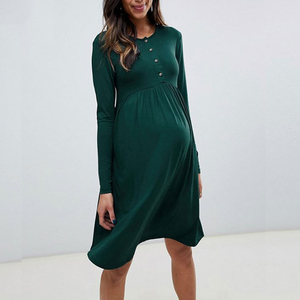 knee length dresses for ladies Angel Maternity Knit Midi Maternity/Nursing Dress in Pink