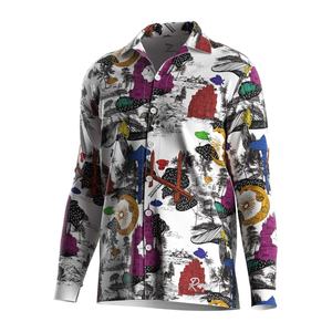 T-shirt à manches longues Odm Sublimation Button Floral Seaside, vêtements de plage décontractés pour hommes, été - Product Image 1