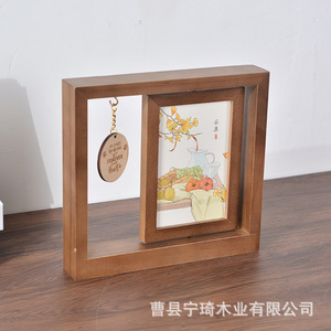 Nuevo tipo de marco de fotos de madera, marco para postales, marco de fotos de madera maciza, adorno giratorio para escritorio, marco de fotos para recuerdos de mascotas - Product Image 3