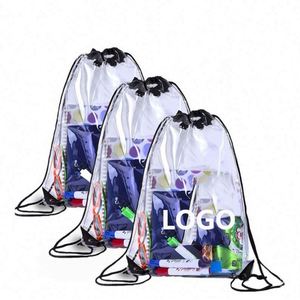 Custom Printed Logo Stylish Waterproof Transparent Draw String Clear Pvc <b>Drawstring</b> Bag <b>Backpack</b> - Product Image 1