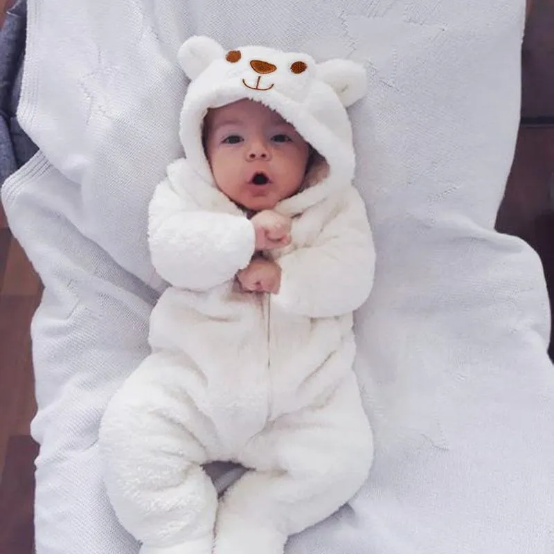 0-3 months winter thick fluffy cotton 100% knit boys new born outfit blank baby clothes long sleeve newborn jumpsuit romper set