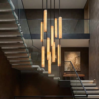 Lustre VEKO Classic en albâtre naturel véritable, luminaire suspendu en pierre de marbre, éclairage de plafond, 110V-220V, commande par interrupteur
