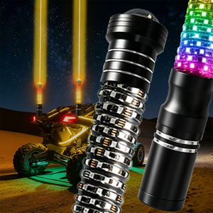 ไฟ LED แบบแส้ RGB ขนาด 2 ฟุต ควบคุมผ่านแอพ ฉายแสงแบบไล่ระดับ 360 องศา สำหรับรถ UTV ATV RZR Can-Am Polaris <span class=keywords><strong>Ranger</strong></span> Truck Jeep พร้อมโปรเจคเตอร์ Sky Beam - Product Image 1