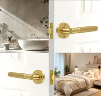 Poignée de porte moletée en laiton antique avec serrure de confidentialité, style vintage pour salle de bain et chambre à coucher, vente en gros directe d'usine