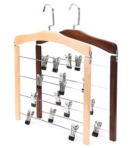 LM4805C Space Saving Wooden <strong>Multi</strong> Pants Tier <strong>Hangers</strong> 4 Layers Metal and Wood Clip Pants <strong>Hanger</strong> - Product Image 5