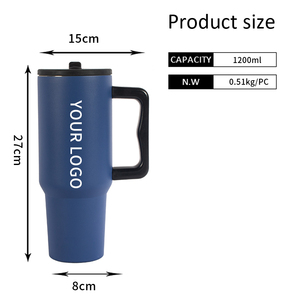 Houroffer diseño personalizado regalo de Navidad vacío sin plomo 40 Oz vaso con asa y paja aventura viajes al aire libre - Product Image 3