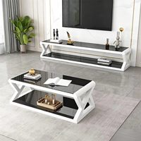 Table basse carrée moderne en verre durable avec cadre métallique, petite, avec rangement, écologique, facile à assembler, pour salon, meubles de maison