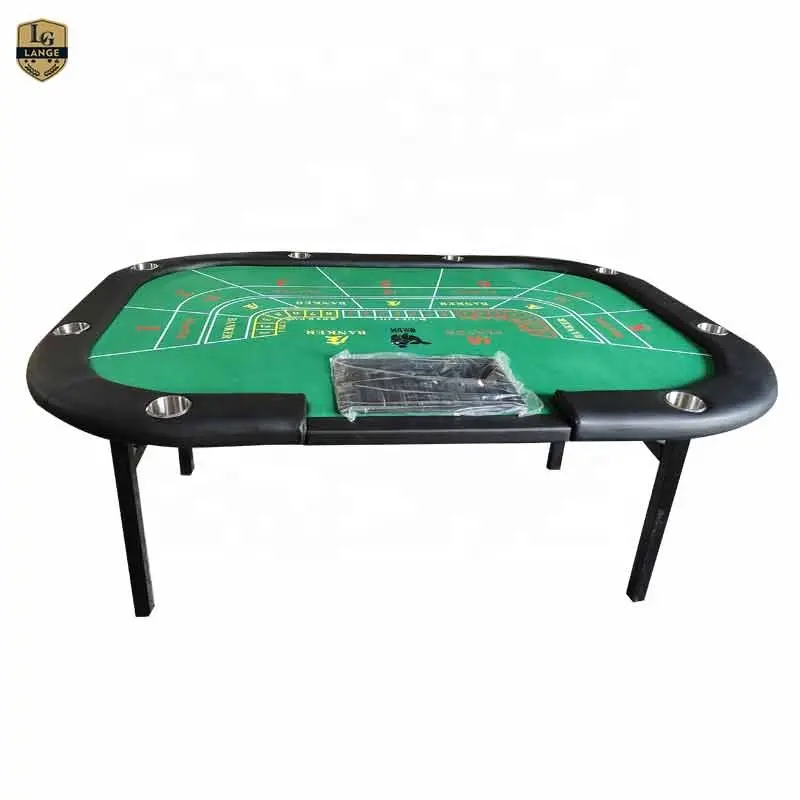 LANGE Hot Sale Folding Legs Baccarat Poker Table With Custom Logo And Table Felt