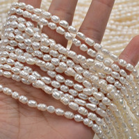 Perle d'eau douce naturelle 4-5 mm, perle de riz en fil, perle semi-finie, type de perle de riz, perle en vrac, accessoires de bijouterie DIY