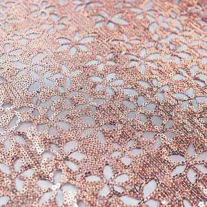 Новый Стиль Оптовая цена Цветочная 100% нейлоновая вышивка блестками сетчатая ткань для женщин - Product Image 3