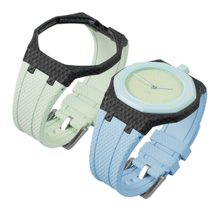 Upro Carbon Fiber Pattern Bioceramic Watch Case with Woven Texture <b>Liquid</b> Silicone Strap Pin Buckle Luminous Watch Mod Kit - Product Image 1