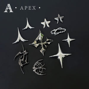 Label Logam Logo Bintang Perak Kustom Merek APEX Factory untuk Topi, Sepatu, Tas, Pakaian, Label Logam Berukir dan Timbul - Product Image 1