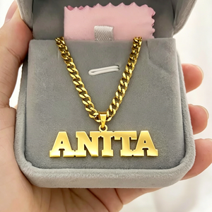 Collana con Nome Personalizzato e Catena Cubana, Ciondolo con Lettera in Acciaio Inossidabile Placcato Oro 18K, Gioiello alla Moda, Regalo <span class=keywords><strong>per</strong></span> Ragazze - Product Image 6