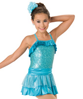 Nouveaux costumes de danse jazz à paillettes bleu paon pour enfants et femmes Performance de danse professionnelle