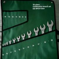 Kit de clés à fourche doubles rouges 10 pièces pour mécanicien automobile, portable, avec sac de rangement en toile