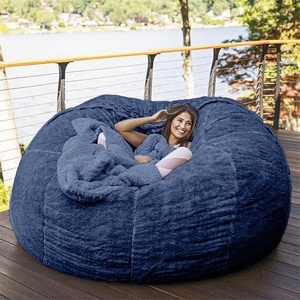 Sillón Puff Gigante de Piel Sintética Azul Marino, Sofá Perezoso Extra Grande y Acogedor <span class=keywords><strong>para</strong></span> Sala de Estar, Dormitorio, Salón, Patio - Product Image 1