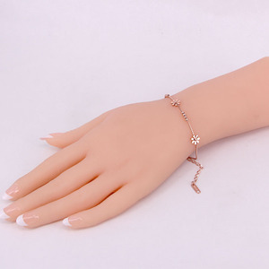 Produttori di fabbrica scatola in acciaio inox catena oro rosa placcato margherita braccialetti di fiori per le donne gioielli - Product Image 2