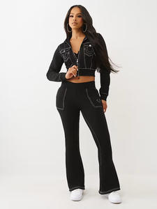 Setelan Celana Jogger Wanita FloralCharm, Bordir Huruf Seksi, Gaya Santai Outdoor, Laris Manis - Product Image 6