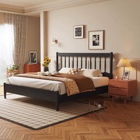 Lit en bois massif chambre principale nordique moderne simple lit double king style rétro français cadre de lit queen de 1.8m