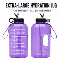 Bouteille d'eau PETG personnalisée avec logo, 1 gallon, avec paille, poignée et marqueur de temps, 128 oz, gourde de sport, fournisseur OEM ODM en gros
