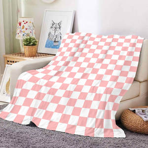 ผ้าห่มลายตารางหมากรุกพิมพ์ลายทางแบบขายส่ง ผ้าห่มกำมะหยี่พิมพ์ลายสั่งทำพร้อมโลโก้และข้อความ สำหรับใช้ในบ้านและเดินทาง - Product Image 2