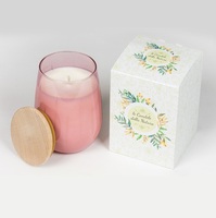 Bougie parfumée écologique série 340.2. Cire de noix de coco et de soja, pot en verre avec couvercle en bois, boîte recyclée, naturel et durable, OEM/en vrac
