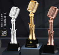 Trophée de microphone personnalisé - Prix musical artisanal en or/argent/or rose pour les concours de chant/KTV