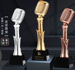 Trofeo Microfono Personalizzato - Premio Musicale Artigianale Oro/Argento/Oro Rosa per Competizioni di Canto/KTV - Product Image 4