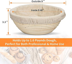 Cestino di prova del pane del Rattan del panno della fodera di lino degli strumenti rotondi ecologici all'ingrosso a 9 pollici - Product Image 6