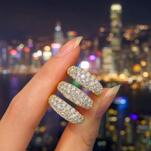 Xinfly Solid 18K Gold Lab Grown Diamond <b>Ring</b> 0.98ctw Pave Set AU750 Half Eternity Wedding Anniversary Factory Price - Product Image 3