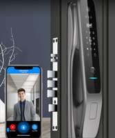 Serrure intelligente automatique Tuya, reconnaissance faciale et reconnaissance d'empreintes digitales, adaptée aux portes en aluminium-bois, connexion Wi-Fi