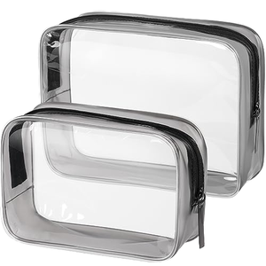Clear Luxury PVC TSA Approved <b>Makeup</b> Bags Set with Zipper Handle Fashion Design Portable <b>Case</b> - Product Image 1