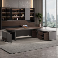 Bureau de direction de luxe en forme de L, bureau d'ordinateur pour PDG, mobilier de bureau en bois, design moderne, ensemble table et chaise de bureau pour manager