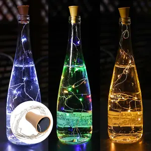 太阳能酒瓶插头铜线发光二极管串灯户外防水圣诞婚礼装饰香槟灯