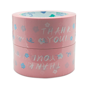 Rollo Jumbo de cinta de agradecimiento de color rosa para embalaje y cinta de sellado de cartón, película adhesiva, cinta de embalaje para Boutique - Product Image 4