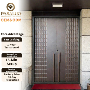 Pintu Masuk Rumah Mewah Berbahan Logam untuk Villa dan Hunian, Pasokan Pabrik OEM PSL 2026, Pintu Eksterior Keamanan untuk Rumah - Product Image 1