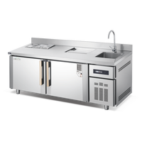 Vente en gros de produits de qualité au prix raisonnable Milk Tea Shop Sweet Shop Établi Équipement pour réfrigérateur Table en acier inoxydable Water Bar Console