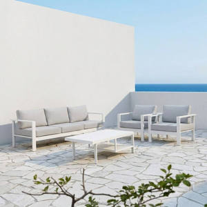 OSMEN Berlin - Mobilier de jardin moderne en métal pour l'extérieur - Canapé de patio avec table basse en aluminium - Ensemble de 4 pièces - Product Image 1