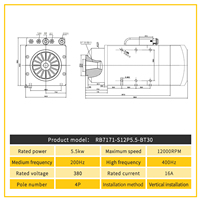 11KW 12000rpm ATC Motor spindel berpendingin Air BT30 Motor spindel ukiran CNC