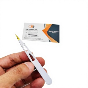 Pince à épiler à pointe fine en acier inoxydable pour l'épilation, logo personnalisé, or blanc, outils cosmétiques pour cheveux - Product Image 1