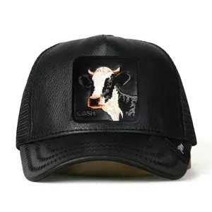 Custom 5 Panel Leather Trucker Cap Fall Basic Sporty Style for Men and Women Common Fabric Features Trucker gorras