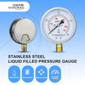 Manômetros Industriais à Prova d'Água com Escala Dupla Psi, Manômetros de Pressão Preenchidos com Óleo com Resistência à Corrosão - Product Image 3