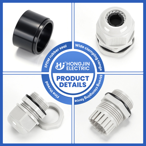 Prensaestopas de nailon impermeable IP69 PG7 de plástico PA66, negro/gris, de bajo voltaje para protección de cableado industrial - Product Image 5